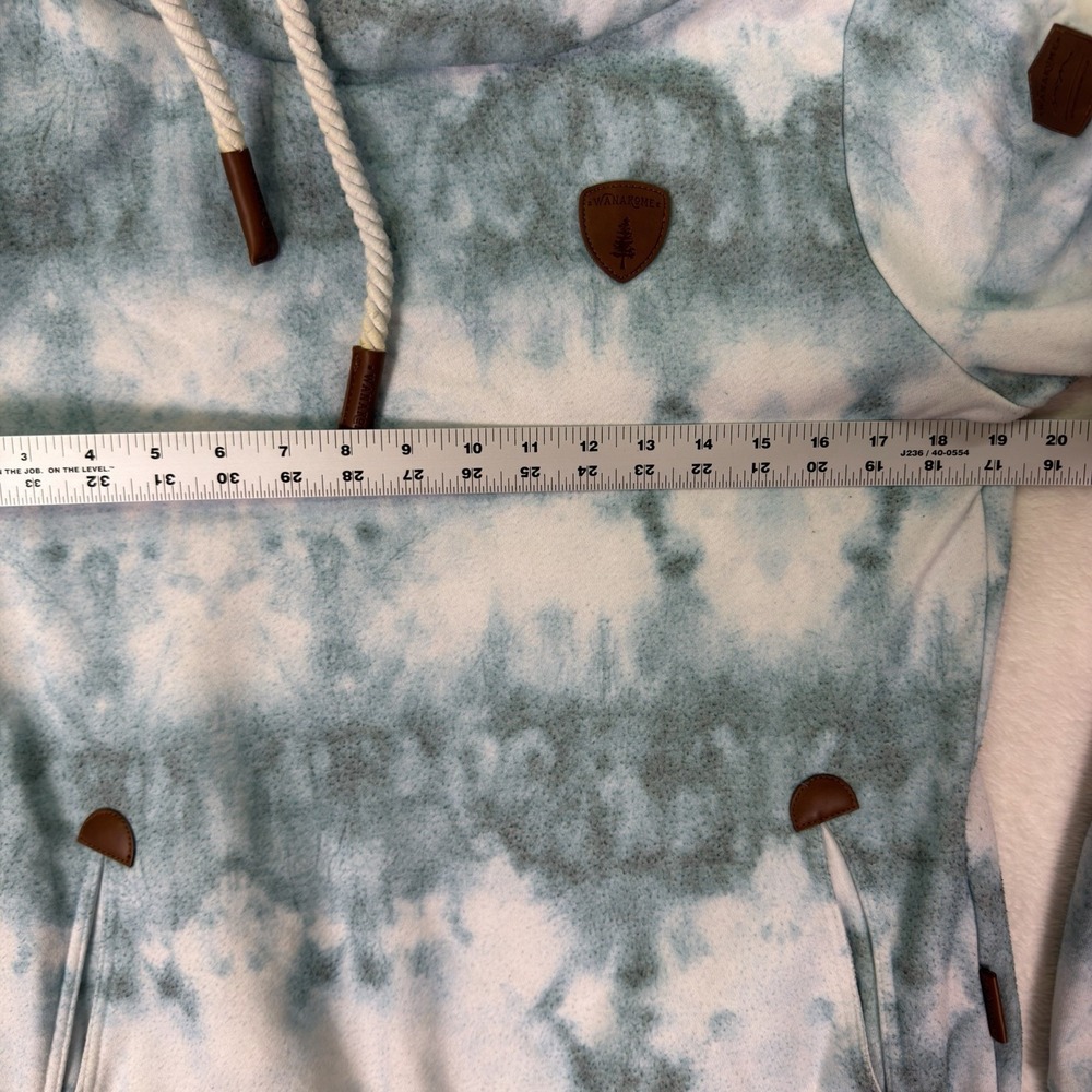 Wanakome Hoodie Sweatshirt Womens Medium Blue Tie Dye Cowl Neck Fleece Pullover - Picture 6 of 11
